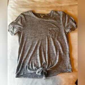 J. Crew Black and Gray Front Tie T-shirt Medium